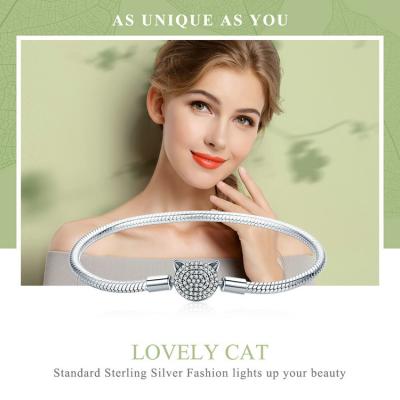 China Other Cute Bracelets 925 Sterling Silver Charm Cat's Girls Bracelet Platinum Plated Charm Basic for sale