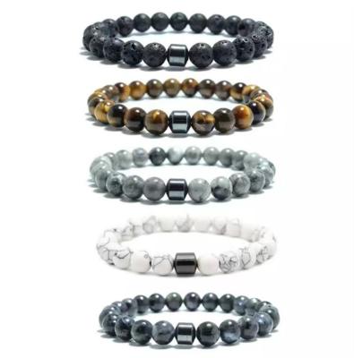 China Other Wholesale Natural Gemstone Charm Custom Jewelry Sets Women Men Magnet Beaded Bracelets for sale