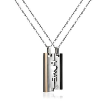 China Other Newest Fashion Gold Plated Hip Hop Love Spliced ​​Blade Pendant Couples Stainless Steel Necklace for sale