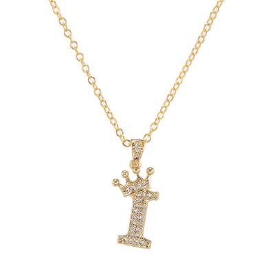 China Simple Fashion Punk Crystal Crown 26 Letter Women Pendant Necklaces for sale