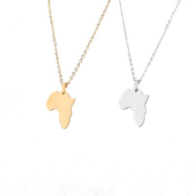 China Other Simple Gold Map Of Africa Necklace America Map Stainless Steel Long Chain Necklaces for sale