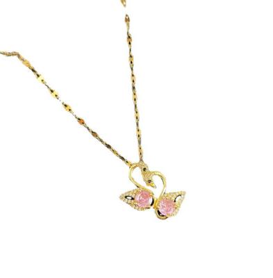 China Other Exquisite Pink Crystal Copper Micro-inlaid Clavicle Chain Necklace for sale