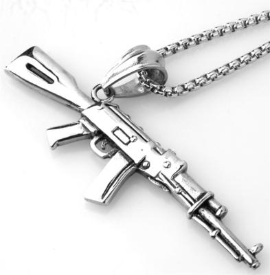 China Other 18K Gold Military Style Anti-terrorism Gun Stainless Steel Black Plated Punk Necklaces Wholesale for sale