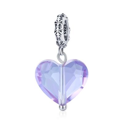 China Lovely Romantic Vintage Heart Shape 925 Gemstone Pending Silver Charms Bracelets Beads for sale