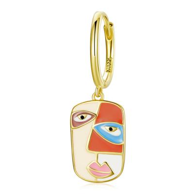 China Other Fashion Jewelry Gold Plated Pop Face Sterling Silver Earrings For Woman for sale