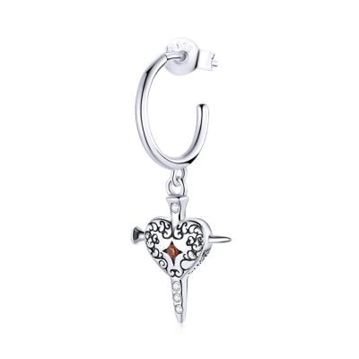 China Other Unique Trendy Jewelry 925 Sterling Silver Zircon Heart Shape Love Sword Gemstone Earrings for sale