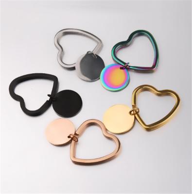 China Fashionable New Design Polished Stainless Steel Key Chain Around Tag Heart Ring Customized Pendant for sale