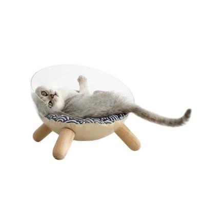 China New Product Cute Stocked Round Pet Bed For Small Animals Cat Cave Comfortable Acrylic Hemispheres for sale