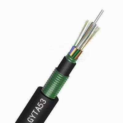 China Long Distance Communication and LAN Fiber Optic Cable 12 GYTA53 24 48 72 Core Loose Tube Stranding Outdoor Cable FTTH LAN with Corrugated Steel Tape for sale