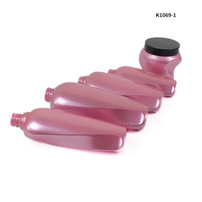 China Shape Pump Plastic Bottle New Design Shower Gel Bottle PET Plastic Shampoo Bottle With Jar Set for sale