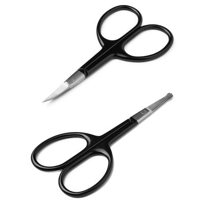 China Left handed scissors high quality men's facial scissors stainless steel scissors beard, eyebrow, nose hair, beard scissors for sale