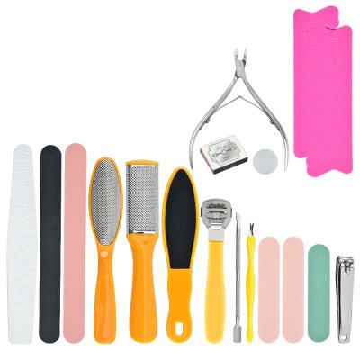 China Modern 18in 1 Professional Pedicure Tools Kit Foot Scrubber Rasp Foot Folder Callu Remover Set Feet Exfoliating Scrubber Remover for sale