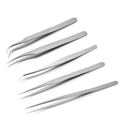 China 2020 New Stainless Steel Volume Tweezers Deep Angled Precision Tips Eyelash Extension Tweezers Kit for sale