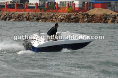 China Fiberglass 4.5m sport vessel, leisure boat. Open bow family boat, lake boat for sale