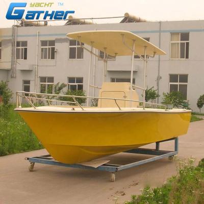 China FACTORY DIRECT SALE Fiberglass HOT YELLOW COLOR 5.95M FRP FISHING BOAT WITH HARD TOP for sale