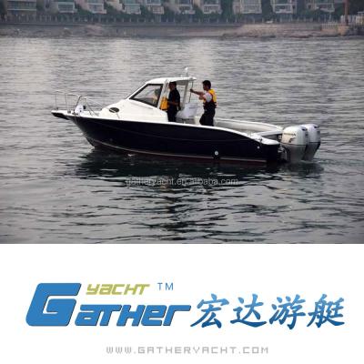 China Fishing work vessel or fishing boat---Double engine FRP boat for 8 person, with bow top for sale