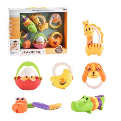 China Musical Early Educational Cute Educational Toys For Kids Rings Beads Click Set Baby Silicone Teether Toy for sale