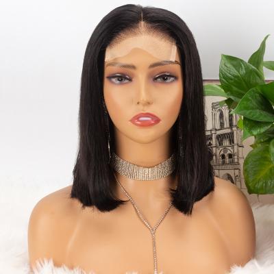 China Other Wholesale Brazilian Virgin Hair 4*4 Lace Front Wig 8-16 Inch 100% Virgin For Black Women for sale