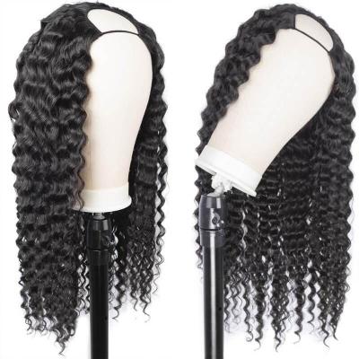 China Other Wholesale Wigs 10A Density 100% Virgin Hair U Part Guard 210% With Clips For Black Woman for sale