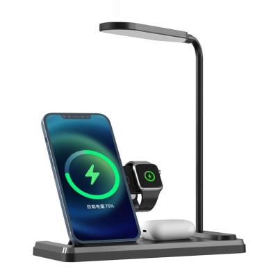 China Cell Phone LED Desk Lamp with Wireless Charger Dimmable Table Lamp for iPhone 12 13Pro Airpods Mobile Phone Charging Stand Fast Charging for sale