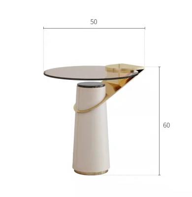 China Hot Selling PU Cover Gold Metal Console Modern Glass Side End Table Convertible for sale