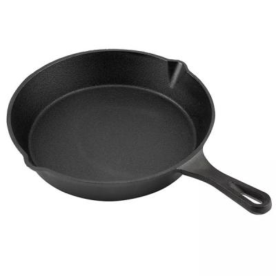 China Sustainable Custom Size Round Cast Iron Fry Pan Non Stick Skillet For Pre-Seasoned Home Cooking for sale