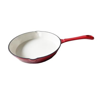 China Modern Round Cast Iron Enamel Frying Pan Deep Skillet For Household And Restaurant Stove Dish Baking Pan for sale