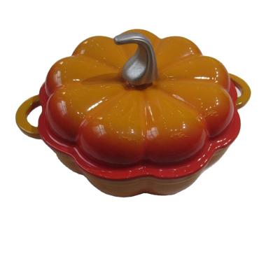 China Sustainable Makers Non Stick Kitchen Cookware Pumpkin Cast Iron Casserole Cooking Dish for sale