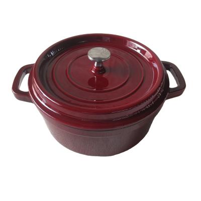 China Sustainable Home Kitchen Stick Non Cooking Pot Cookware Red Enamel Coated Dutch Cast Iron Oven for sale