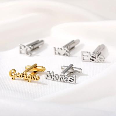 China Fashionable Cufflink Manufacturers Stainless Steel Custom Name Lettering Cufflinks Men's Gift Custom Cufflinks Suit Men's Cufflinks for sale