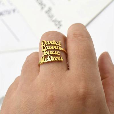 China CLASSIC factory specializes in personalized multi-name stainless steel rings, custom stackable name jewelry, ladies gifts for sale