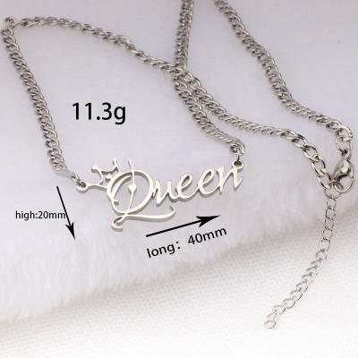 China Hot Girl's Fashion Women's Necklace 2022 Letter Queen Crown Punk Necklace for sale