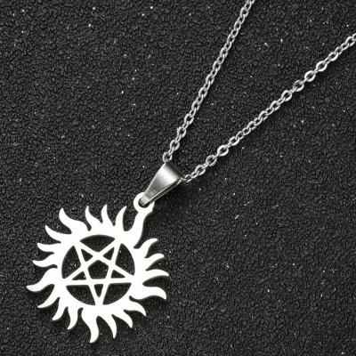 China Stainless Steel CLASSIC Female Sun Necklace New Product Five-pointed Star Necklace Accessories Trend Korean Jewelry for sale