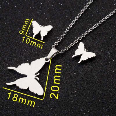 China CLASSIC Simple Butterfly Earrings And Sweet Stainless Steel Female Butterfly Clavicle Dangle Chain New for sale