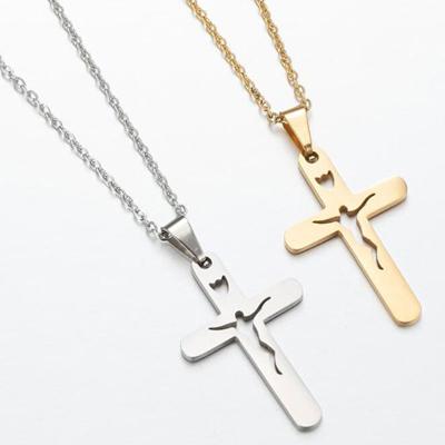 China CLASSIC Cross Jewelry Jesus Religion Europe Stainless Steel Necklace Ladies and America Winter Sweater Chain for sale