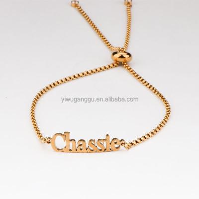 China Vintage Factory Supplier High Quality Stainless Steel 18k Gold Custom Name Bracelet for sale