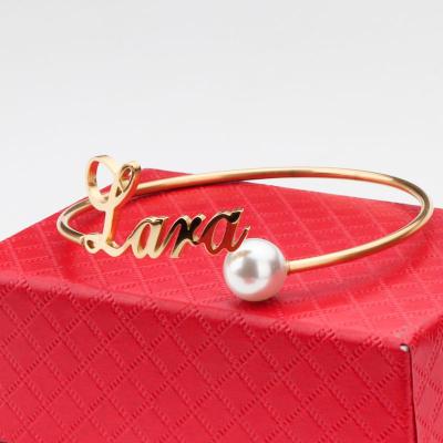 China Cute Custom Adjustable Name Bangle Stainless Steel Wire Name Bracelet Bangle Stainless Steel Jewelry for sale