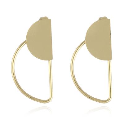 China Simple design women's d-shaped earrings silver fashion needle earrings cute fashion Hong Kong style earrings for sale