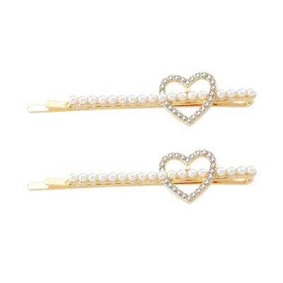 China Design High-End Yard Retro Hairpin Pearl Zircon Love Hairpin Niche Word Clip for sale