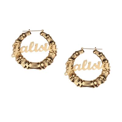 China Popularity Personalized Name Custom Earring Stainless Steel Bamboo Circle Earrings for sale