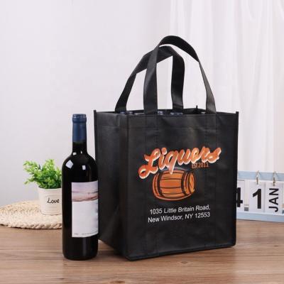 China Handled Promotional Reusable Wine Tote Bags Fashion Non Woven Wine Bags For Wine Bottles for sale