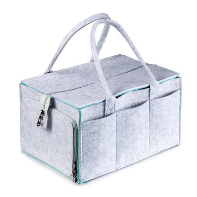 China Folding Custom Foldable Large Capacity Felt Diaper Bag Felt Storage Organizer Felt Multipurpose Storage Bags for sale