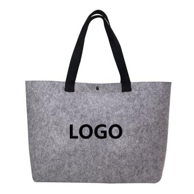 China Shopping Promotional Custom Printed Logo Women Tote Bag Wool Felt Ladies Handbag Shopping Shoulder Bag for sale