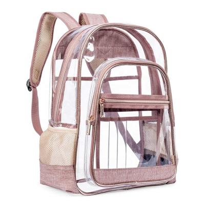 China Waterproof Custom Fashionable Design High Quality Transparent PVC School Backpack Waterproof Large Capacity Clear PVC Backpack for sale