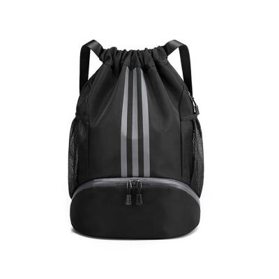 China Waterproof Amazon Hot Sale Polyester Drawstring Bags Reflective Sports Gym Backpack Pull String Backpacks For Sports for sale