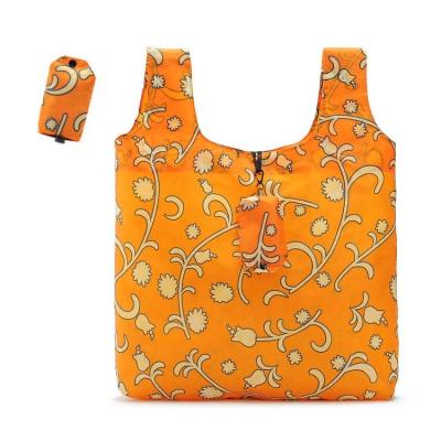 China Handled Full Printing Foldable Polyester Shopping Bag Polyester Tote Bag Promotional 210D Polyester Shopping Bag Reusable for sale