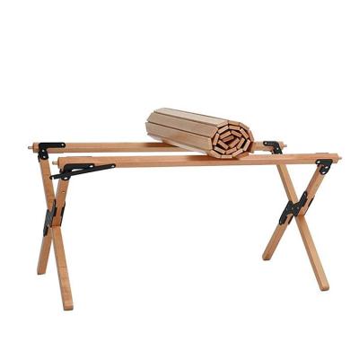 China Outdoor Rolling Camping Table Lightweight Easy Folding Wooden Rolling Table for sale