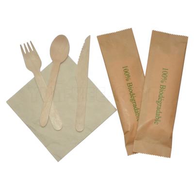 China Custom Biodegradable Wooden Disposable Forks Knives Disposable Spoons Set Party Disposable Tableware for sale