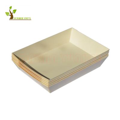 China Sustainable Disposable Fixed Side Rectangle Poplar Wooden Tray With Lid for sale