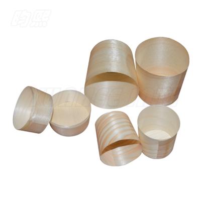 China Sustainable FSC Approved Pine Wood Disposable Round Appetizer Cup for sale